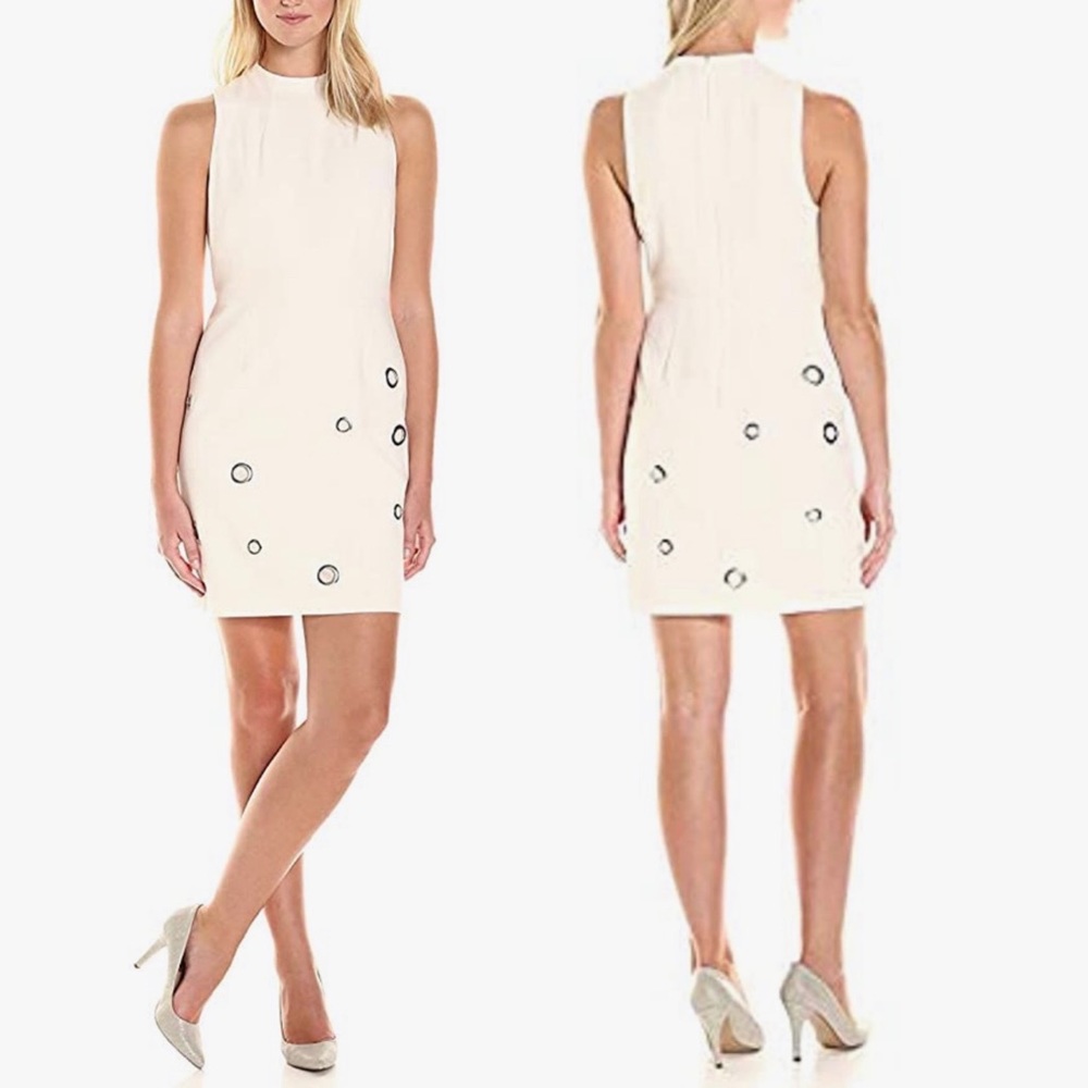 Kensie Sleeveless Crepe Sheath Dress Cream Sz XL